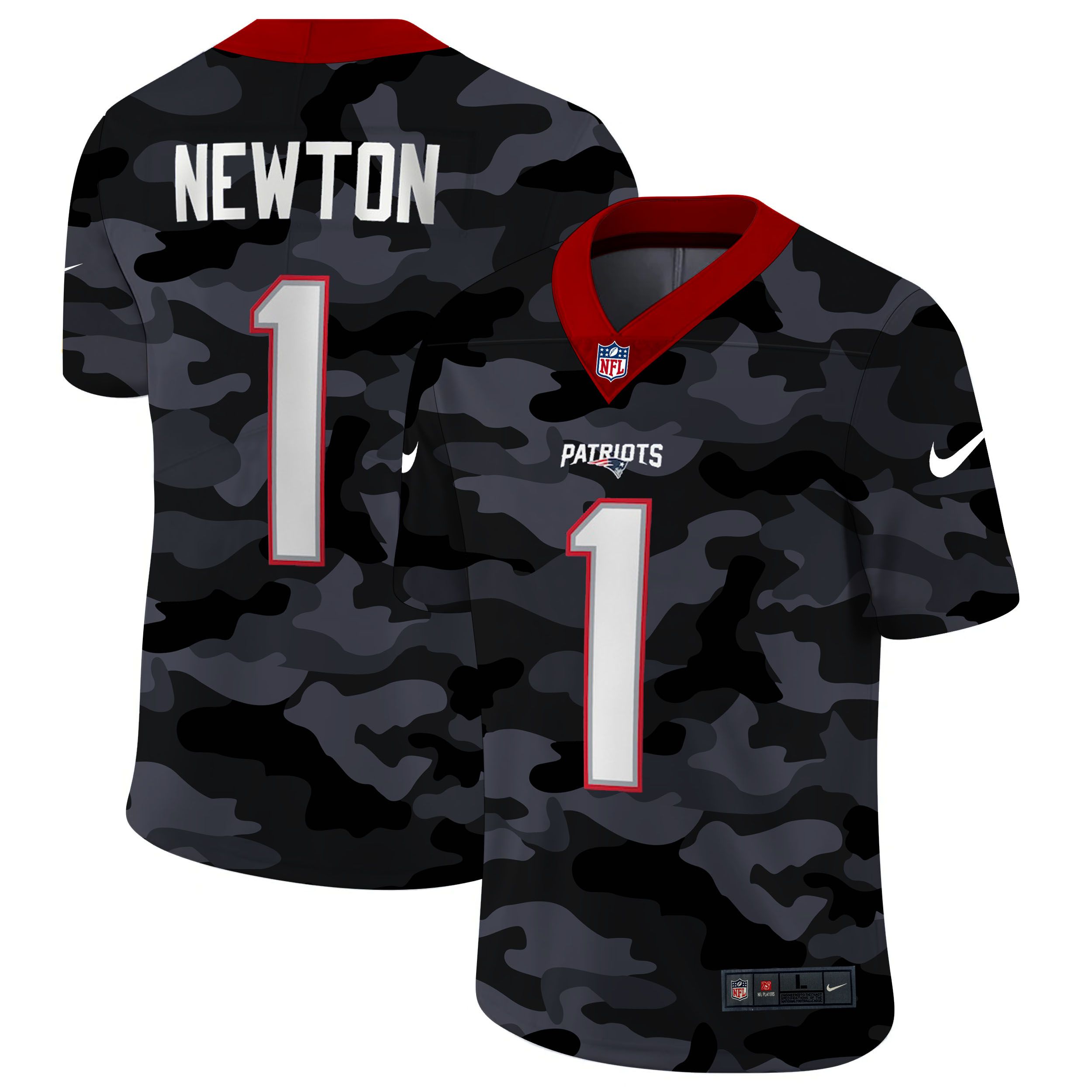Men New England Patriots #1 Newton 2020 Nike Camo Salute to Service Limited NFL Jerseys
